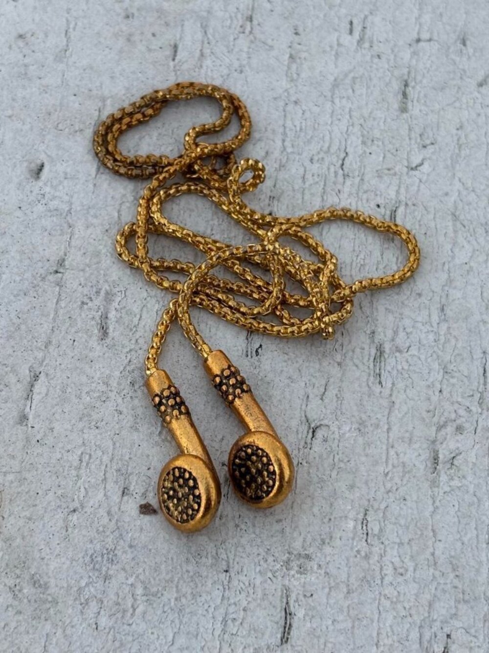 Gold Headphone Pendant Chain Necklace Y2K